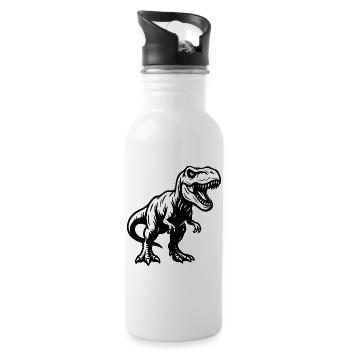 Tyrannosaure - Dinosaure  - Gourde avec paille intégrée - blanc - Droite