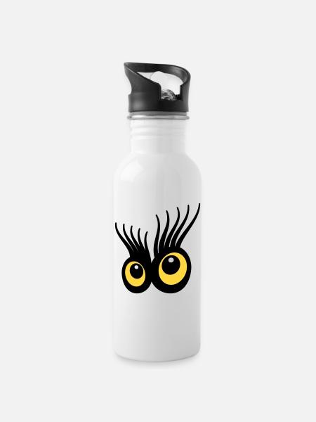 Eyes - Water bottle with straw - white