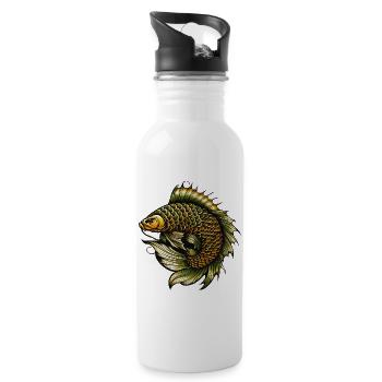 Carp Fish Tattoo look Fantasy Buttje Scales - Water bottle with straw - white - Right