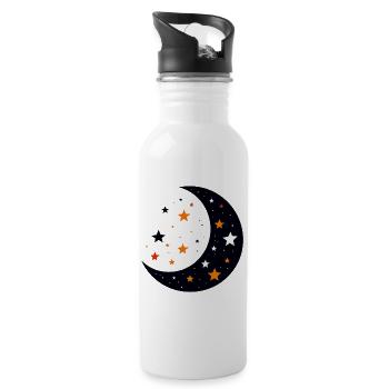 Moon and Stars Moon Star Pattern of Night Motif - Water bottle with straw - white - Right