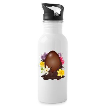 Chocolate Easter Egg with Flowers and Vanilla - Water bottle with straw - white - Right