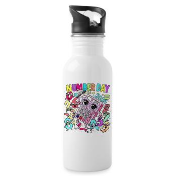 Number Day 2026 Kaleido Calculator - Water bottle with straw - white - Right