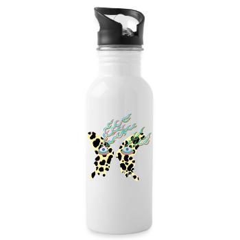 butterfly_with_eyes - Trinkflasche mit integriertem Trinkhalm - Weiß - Rechts