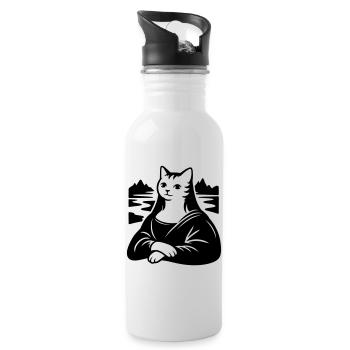 Portrait de Chat Lisa - Gourde avec paille intégrée - blanc - Droite