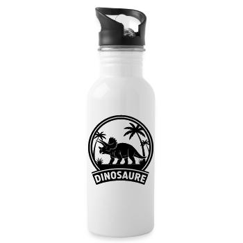Dinosaurier2 - Trinkflasche mit integriertem Trinkhalm - Weiß - Rechts