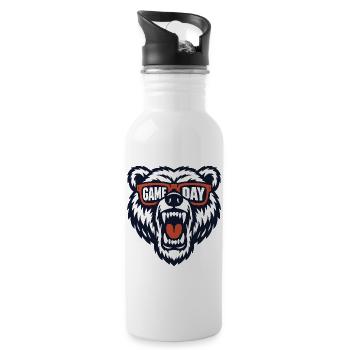 Bear Football Game Day Fan Wildtier-Humor - Trinkflasche mit integriertem Trinkhalm - Weiß - Rechts