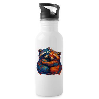 Câlin coloré de raton laveur - Gourde avec paille intégrée - blanc - Droite