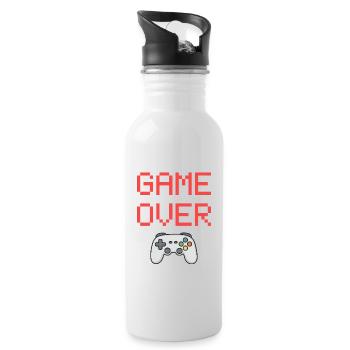 Game Over – Gamer Controller T-Shirt - Gourde avec paille intégrée - blanc - Droite