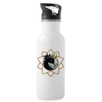 Peacock crowned in Dorado - Water bottle with straw - white - Right