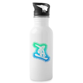 Snowboard Snowboarder Snowboarding - Water bottle with straw - white - Right