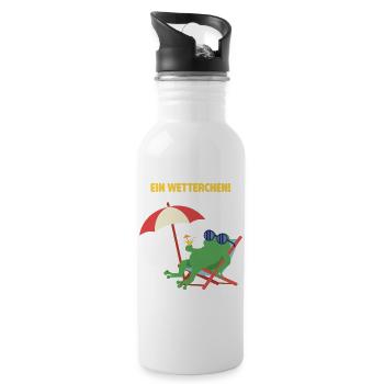 Frosch Strandurlaub mit Cocktail. Geiles Wetter! - Trinkflasche mit integriertem Trinkhalm - Weiß - Rechts