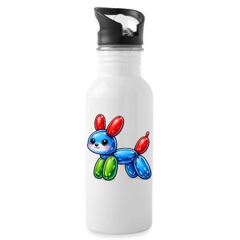 Cute balloon dog - cute dog made of balloons - Water bottle with straw - white - Right
