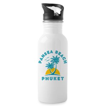 Phuket Beach Palms Sunset - Water bottle with straw - white - Right