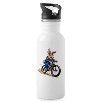 Happy bunny sur un VTT - Gourde avec paille intégrée - blanc - Droite