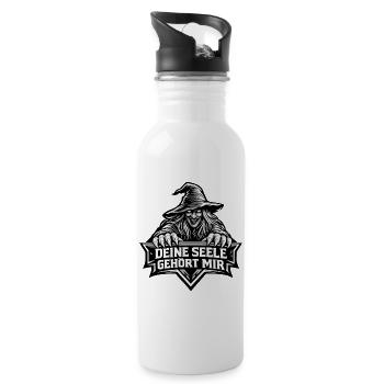 Hexen-Motiv mit Spruch "Deine Seele gehört mir" - Trinkflasche mit integriertem Trinkhalm - Weiß - Rechts