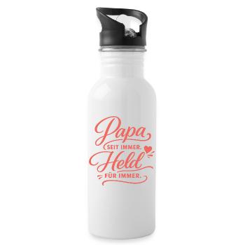 Dad Hero Forever – Father's Day Gift - Water bottle with straw - white - Right