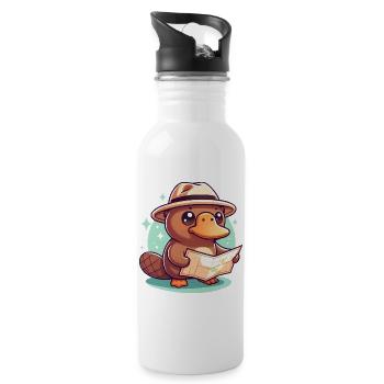 Explorer's beaver with card hat - Water bottle with straw - white - Right