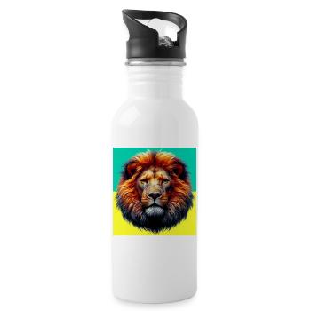 lion - Water bottle with straw - white - Right