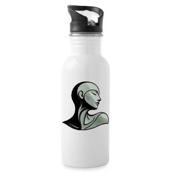 Green Line Portrait in Shadow - Water bottle with straw - white - Right