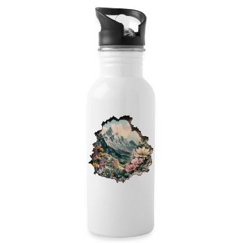 Berge Wandern Gebirge - Trinkflasche mit integriertem Trinkhalm - Weiß - Rechts