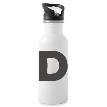 Minimal Letter D Bold Monogram Typography - Water bottle with straw - white - Right