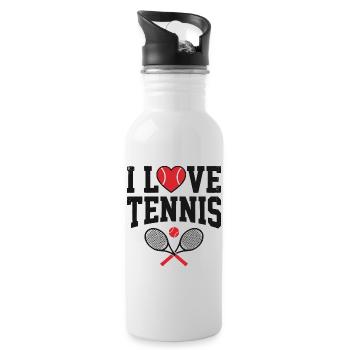Tennis T-shirt, I Love Tennis Shirt, Hoodie, Mug - Water bottle with straw - white - Right