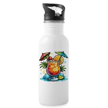 Tropical Cocktail Pop Art - Gourde avec paille intégrée - blanc - Droite