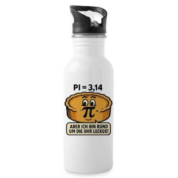 Pi-Day-Mathe-Kuchen - Trinkflasche mit integriertem Trinkhalm - Weiß - Rechts