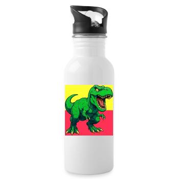 Dinosaurier - Trinkflasche mit integriertem Trinkhalm - Weiß - Rechts