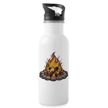 Lagerfeuer Illustration Gemütlichkeit - Trinkflasche mit integriertem Trinkhalm - Weiß - Rechts