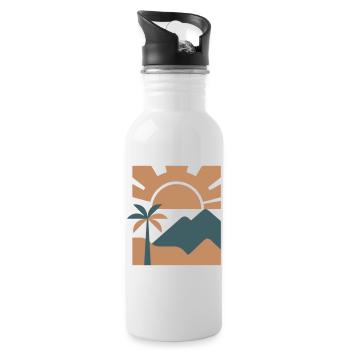 Vintage Wüste Desert Boho Art  - Water bottle with straw - white - Right