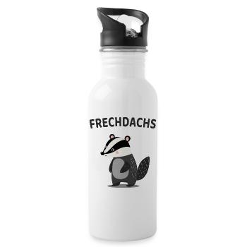 Frechdachs Lustiger Dachs Spruch - Trinkflasche mit integriertem Trinkhalm - Weiß - Rechts