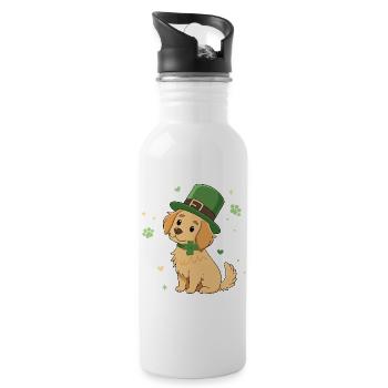 Lucky Irish Puppy - Water bottle with straw - white - Right