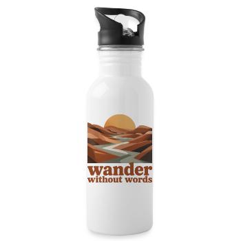 Wandern ohne Worte | Introvertiert Reisen - Trinkflasche mit integriertem Trinkhalm - Weiß - Rechts