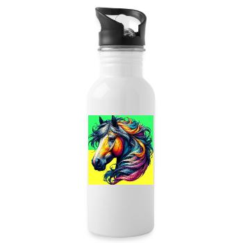 cheval - Gourde avec paille intégrée - blanc - Droite