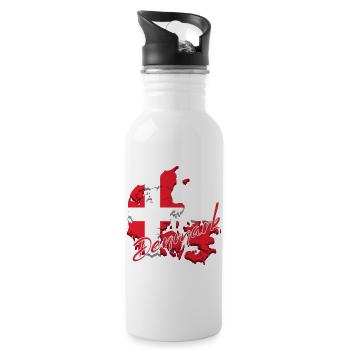 Carte avec le drapeau du Danemark, j’adore le Danemark - Gourde avec paille intégrée - blanc - Droite