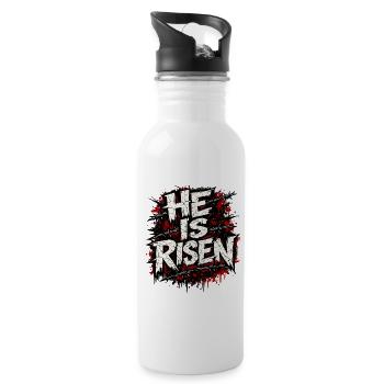 Er ist auferstanden Glaube He Is Risen Faith - Trinkflasche mit integriertem Trinkhalm - Weiß - Rechts