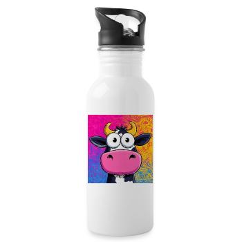 Kuh - Trinkflasche mit integriertem Trinkhalm - Weiß - Rechts