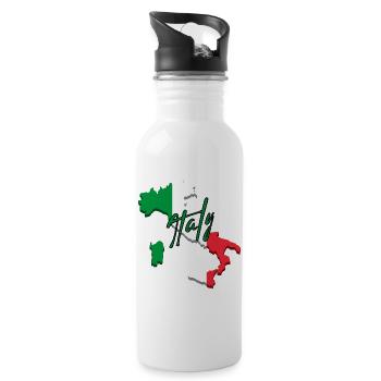 Map with Italy flag, I love Italy - Water bottle with straw - white - Right