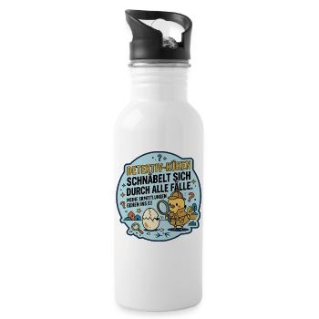Detektiv Küken Lustiger Spruch - Trinkflasche mit integriertem Trinkhalm - Weiß - Rechts