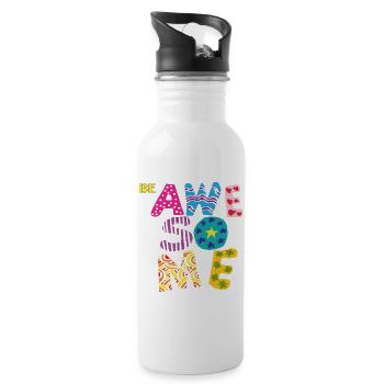 Be Awesome  - Trinkflasche mit integriertem Trinkhalm - Weiß - Rechts