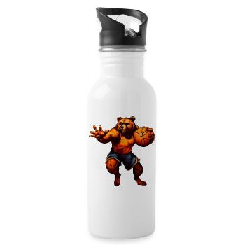 Bear Basketball Player - Water bottle with straw - white - Right