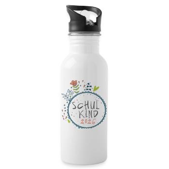 Schulkind 2026  - Trinkflasche mit integriertem Trinkhalm - Weiß - Rechts