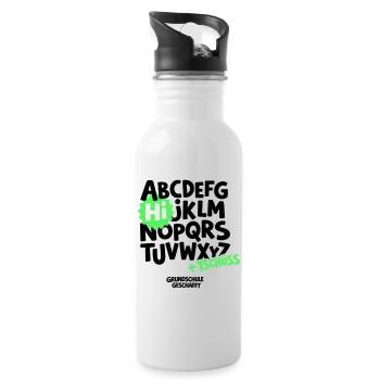 Grundschule Abschluss Shirt ABC - Trinkflasche mit integriertem Trinkhalm - Weiß - Rechts