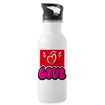Love street art - Water bottle with straw - white - Right