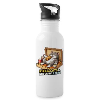 Pizza Cats Attitude - Water bottle with straw - white - Right