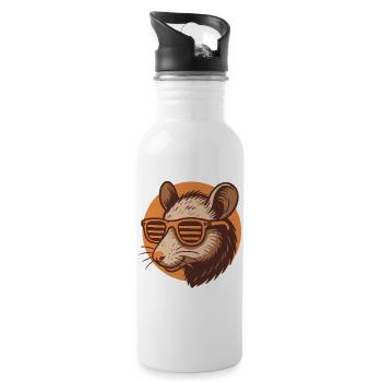 Rat with sunglasses - Water bottle with straw - white - Right