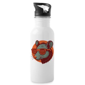 Rat with sunglasses - Water bottle with straw - white - Right