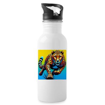 cheetah - Water bottle with straw - white - Right