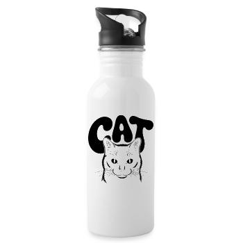 Logo du chat pour les arrière-plans clairs - Gourde avec paille intégrée - blanc - Droite